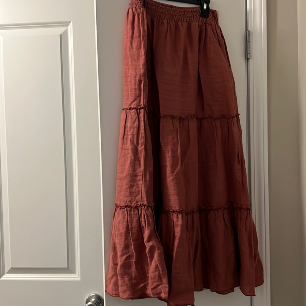 Pink midi skirt